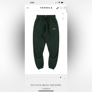 YoungLa 210 kickback joggers Green and Sand colorway